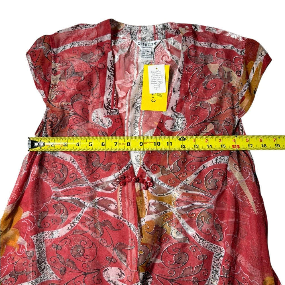 Citron Santa Monica Silk Tunic Cover Up Paisley Womens Medium Summer Resort NWT - Picture 3 of 5
